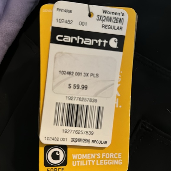 Carhartt Force Fitted Utility Leggings Knit
Pants Black Plus Size 3X 22W/24W - Picture 4 of 4